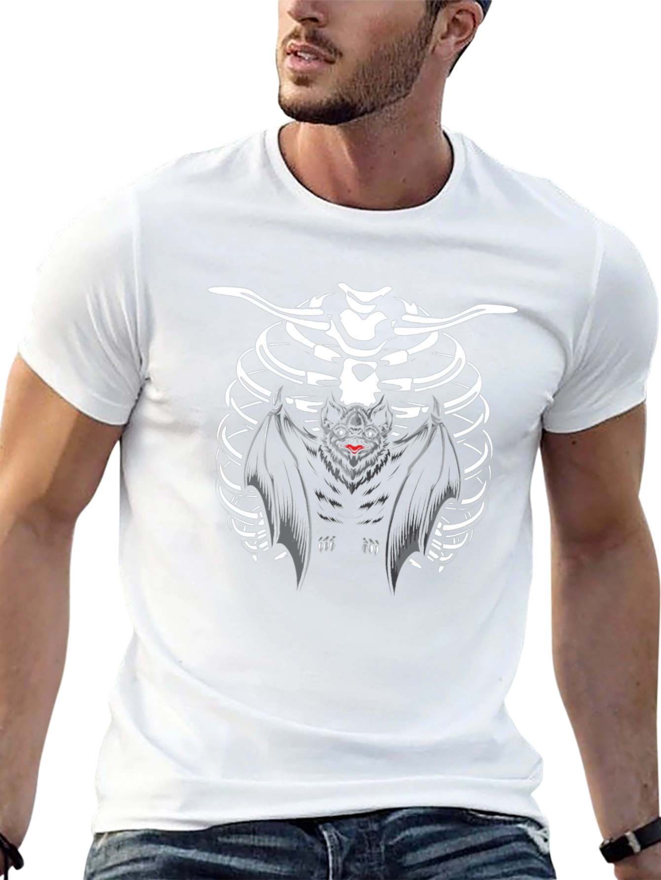 Bat Skeleton Ribcage Halloween T-Shirt