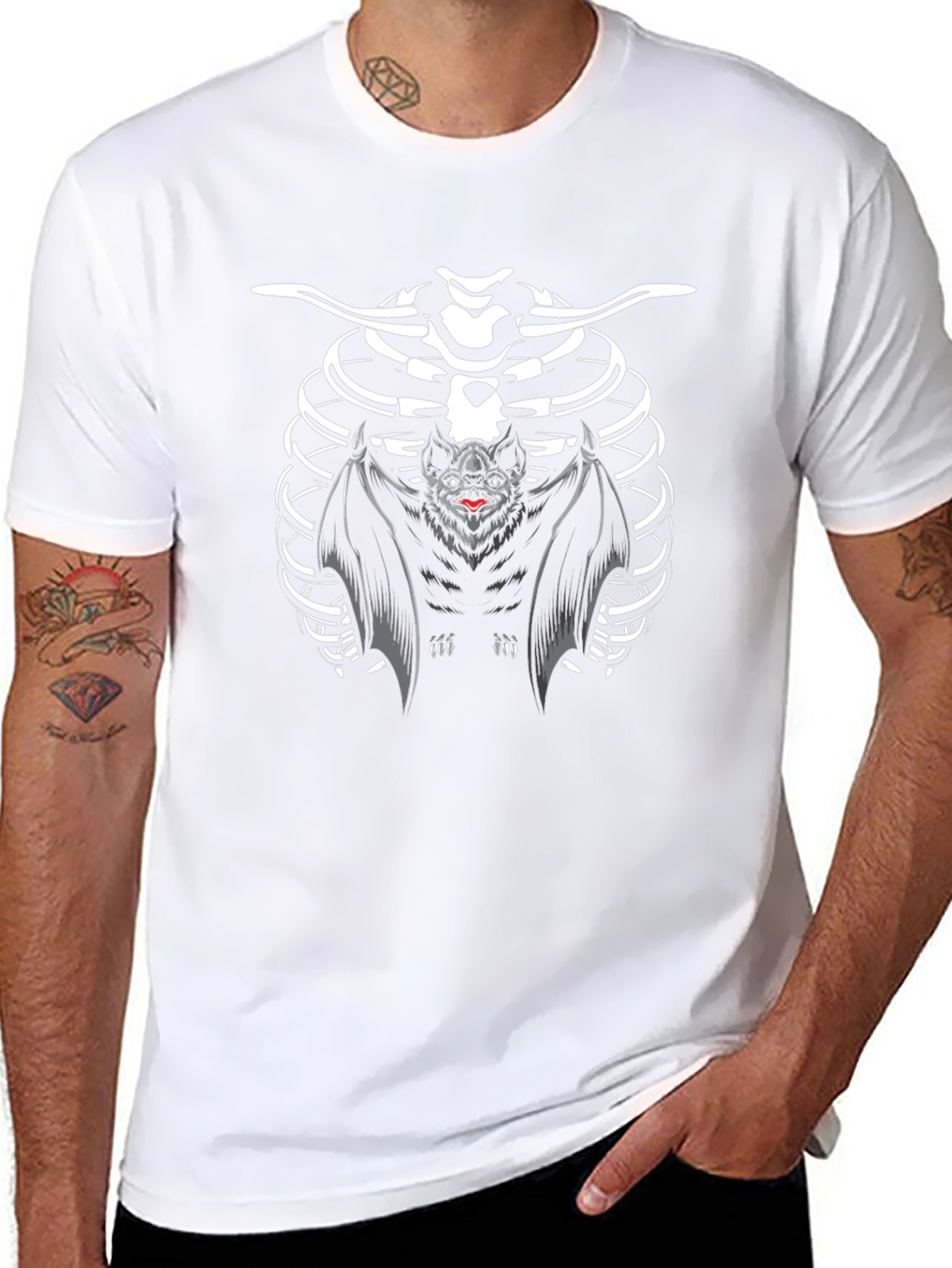 Bat Skeleton Ribcage Halloween T-Shirt