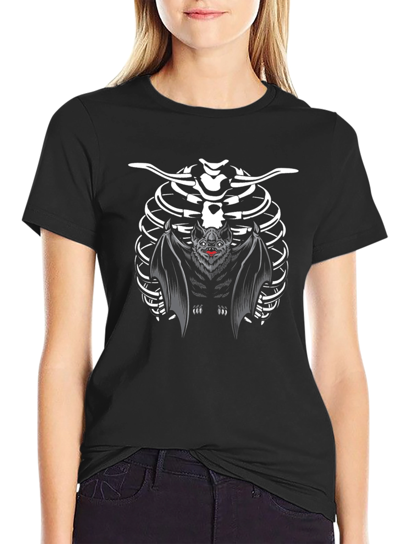 Bat Skeleton Ribcage Halloween T-Shirt