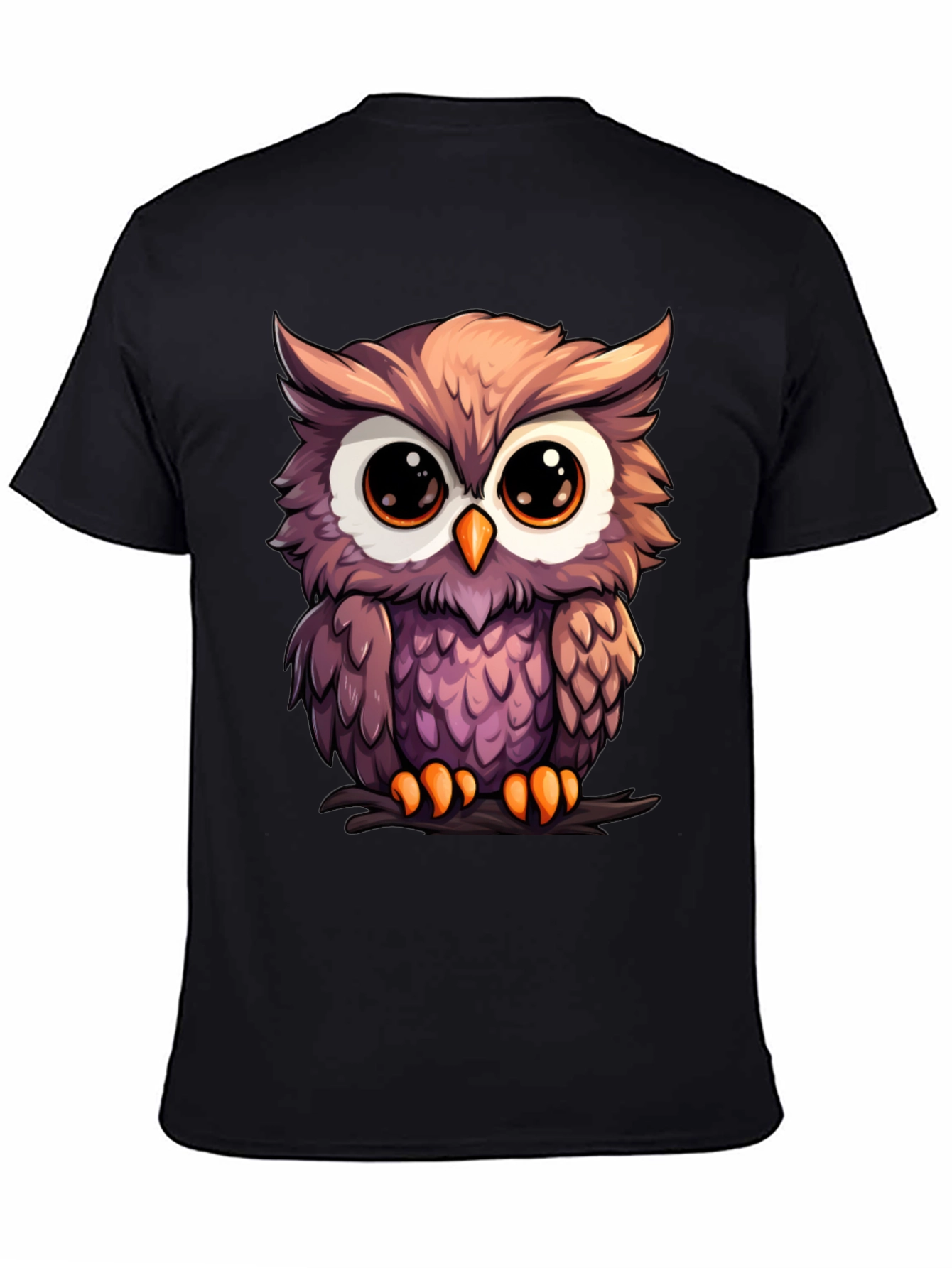 Cute Owl Graphic Tee - Mens Black T-Shirt