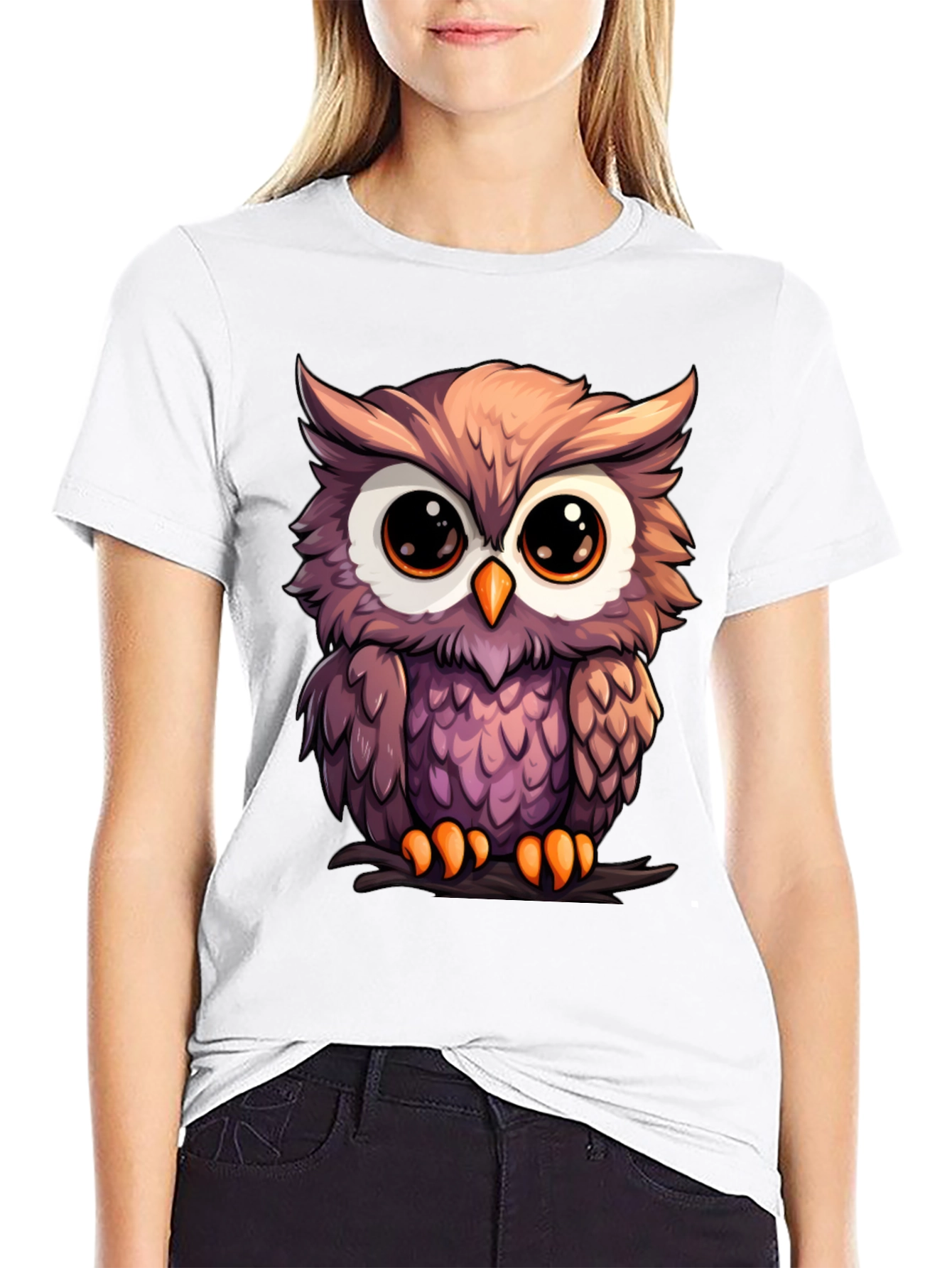 Cute Owl Graphic Tee - Mens Black T-Shirt
