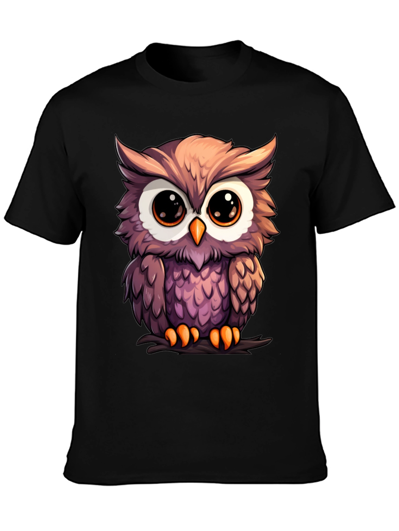 Cute Owl Graphic Tee - Mens Black T-Shirt