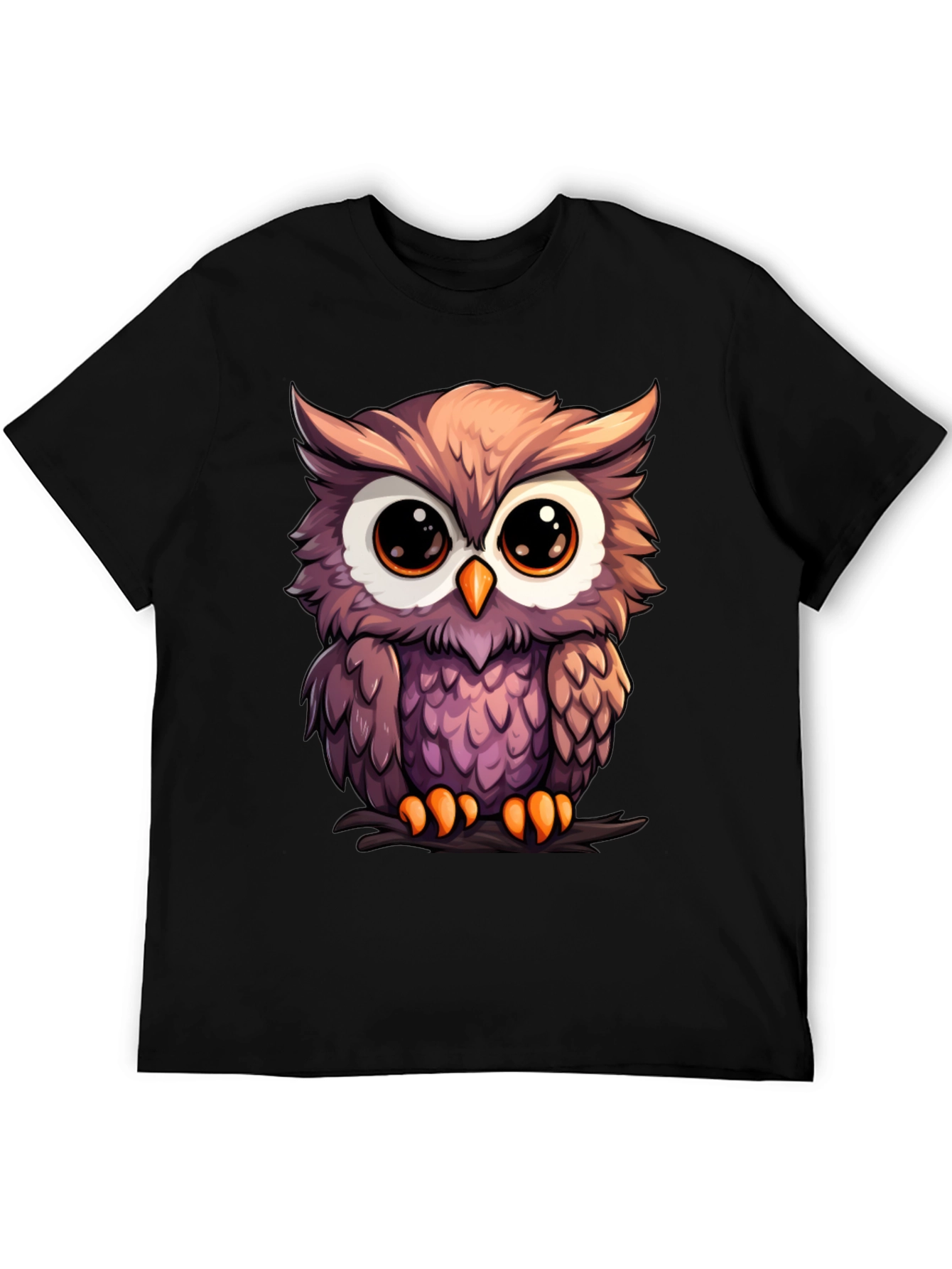 Cute Owl Graphic Tee - Mens Black T-Shirt