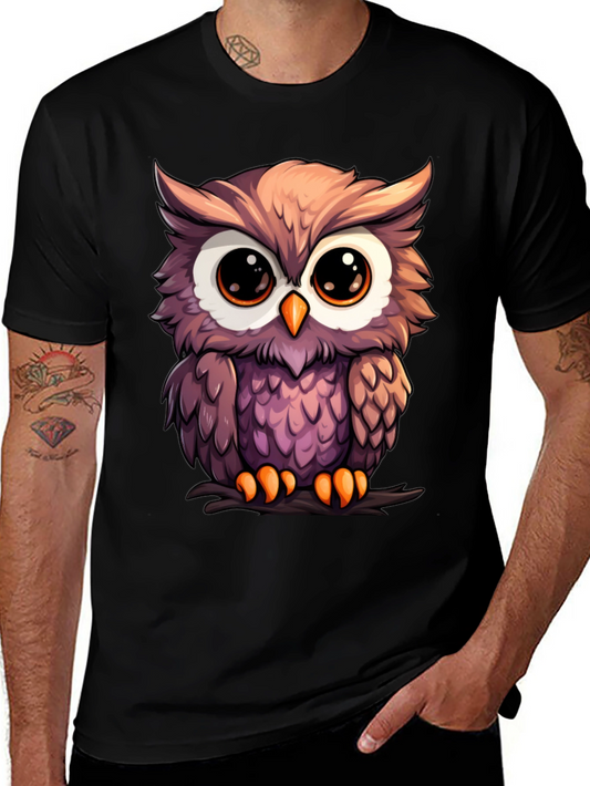 Cute Owl Graphic Tee - Mens Black T-Shirt
