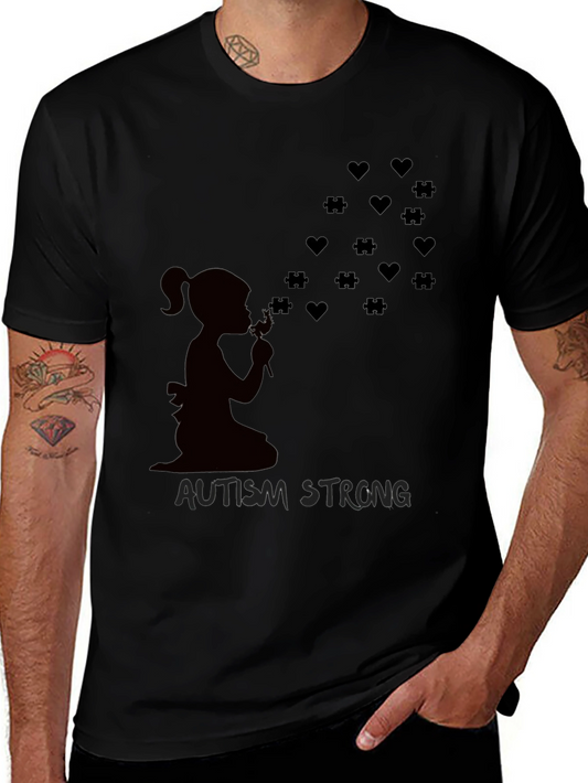 Autism Strong Heart & Puzzle T-Shirt