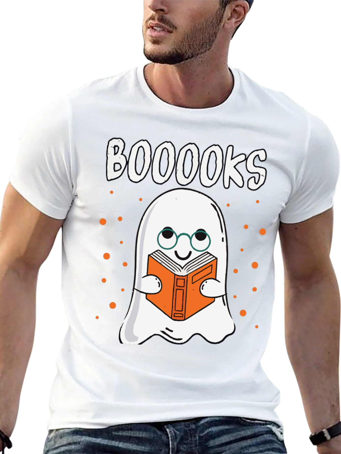 Booooks T-Shirt - Ghost Reading Book Halloween