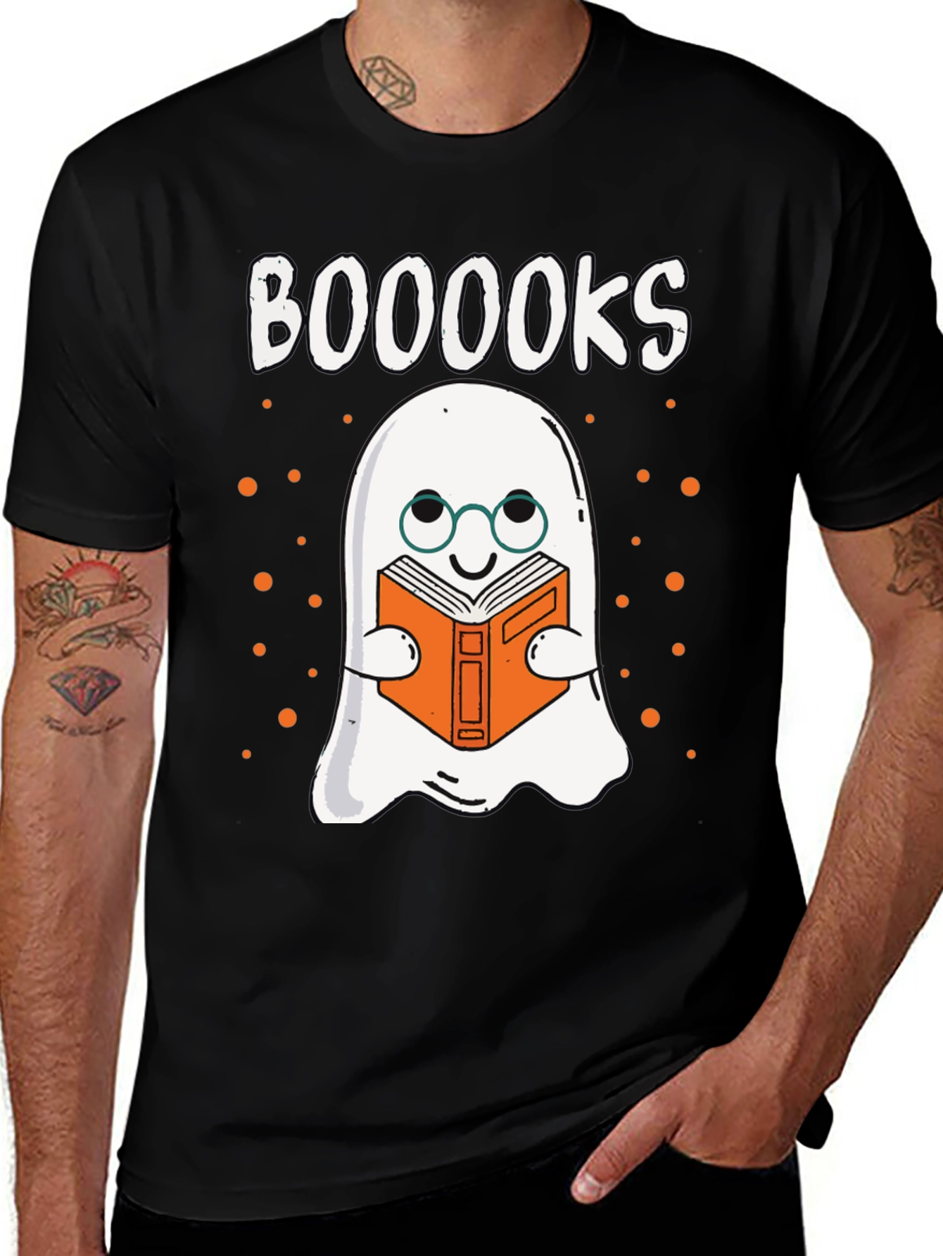 Booooks T-Shirt - Ghost Reading Book Halloween
