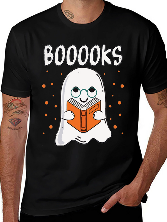 Booooks T-Shirt - Ghost Reading Book Halloween