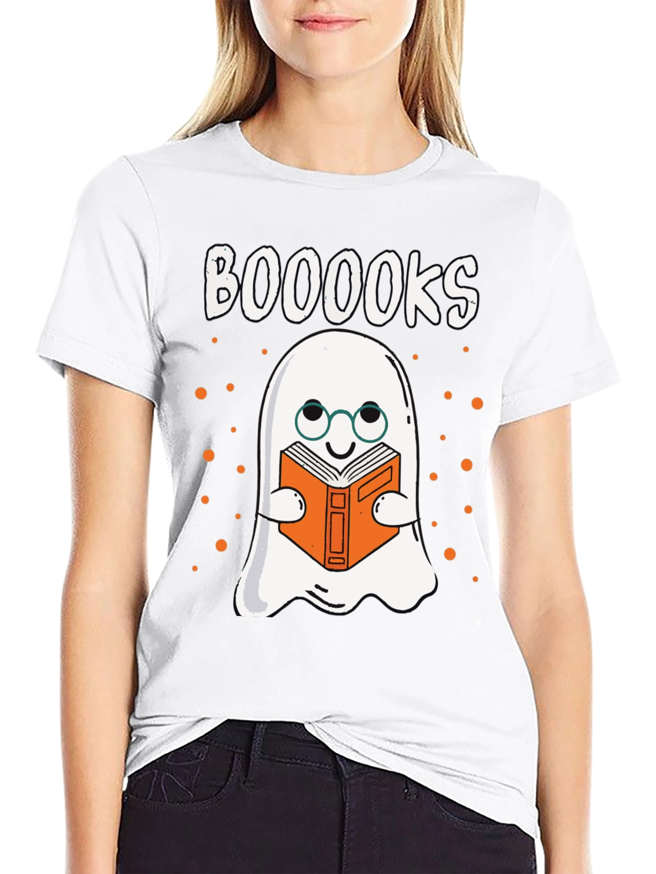 Booooks T-Shirt - Ghost Reading Book Halloween