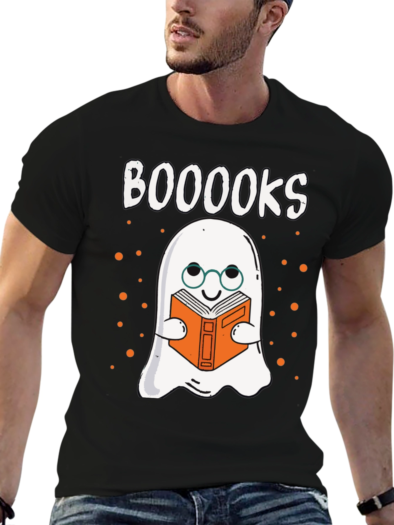 Booooks T-Shirt - Ghost Reading Book Halloween