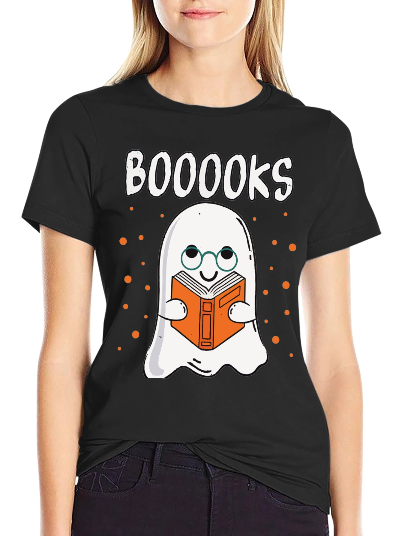Booooks T-Shirt - Ghost Reading Book Halloween