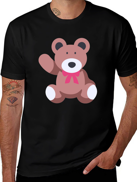 Cute Teddy Bear Graphic Black T-Shirt