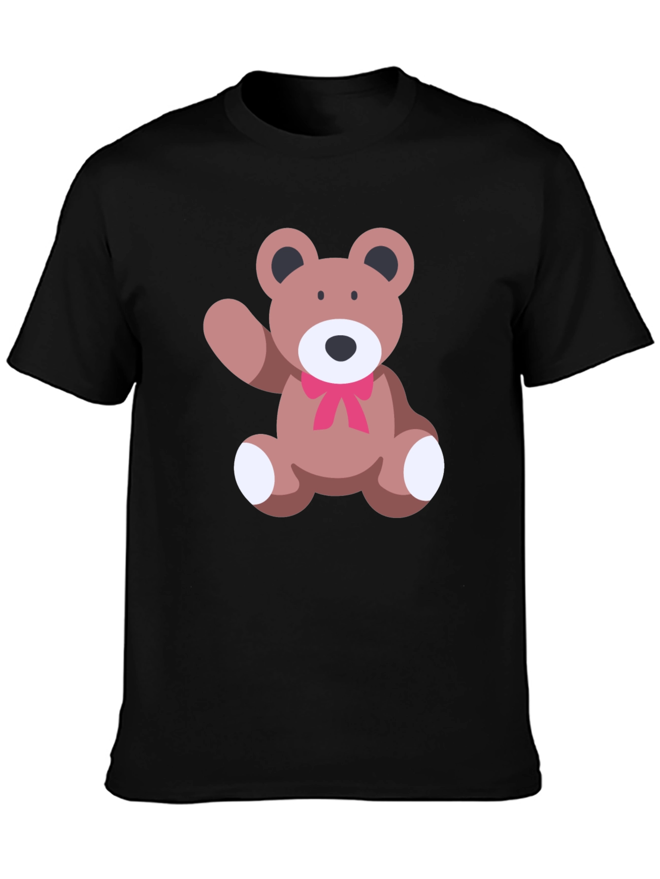 Cute Teddy Bear Graphic Black T-Shirt
