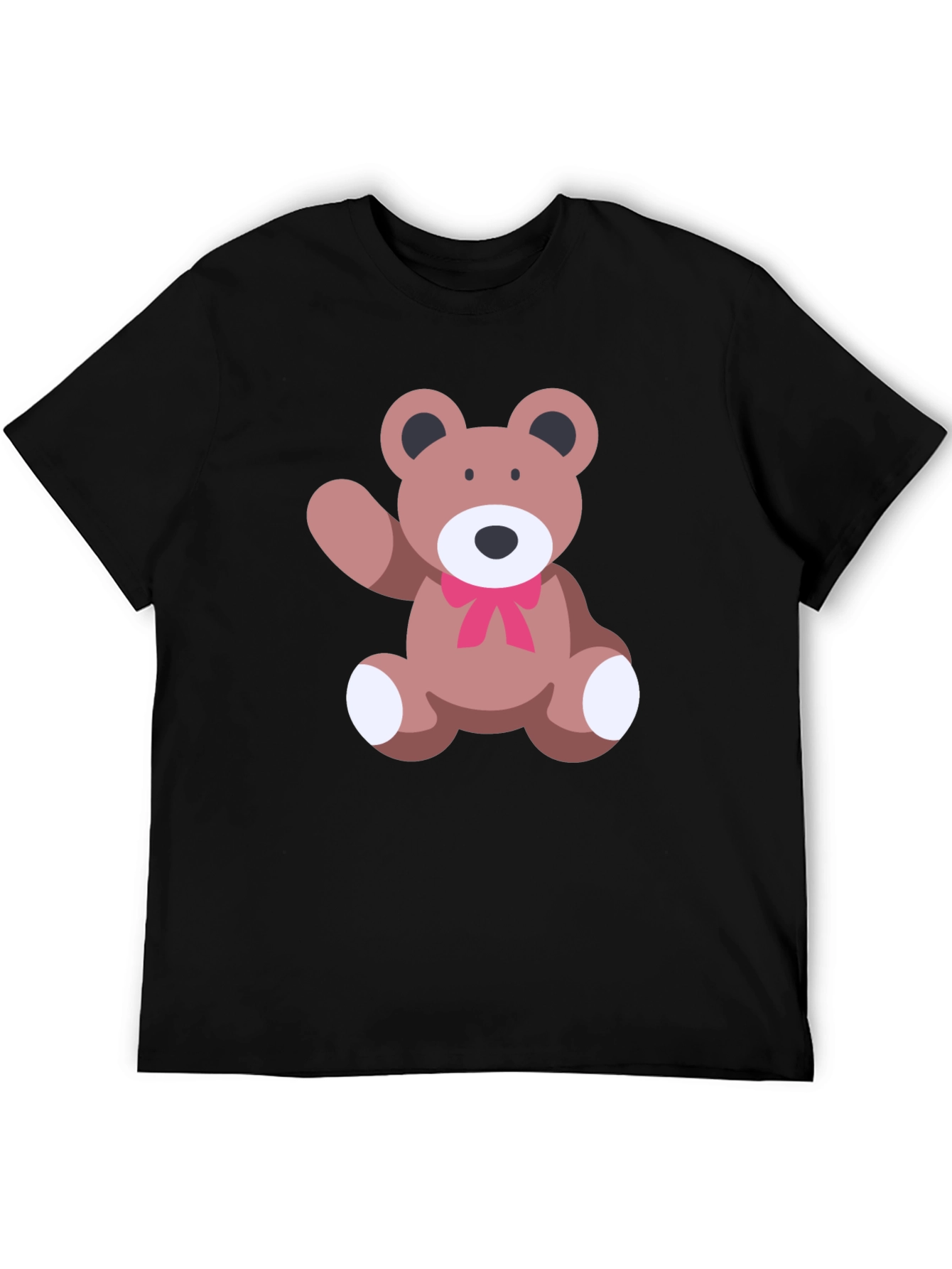 Cute Teddy Bear Graphic Black T-Shirt