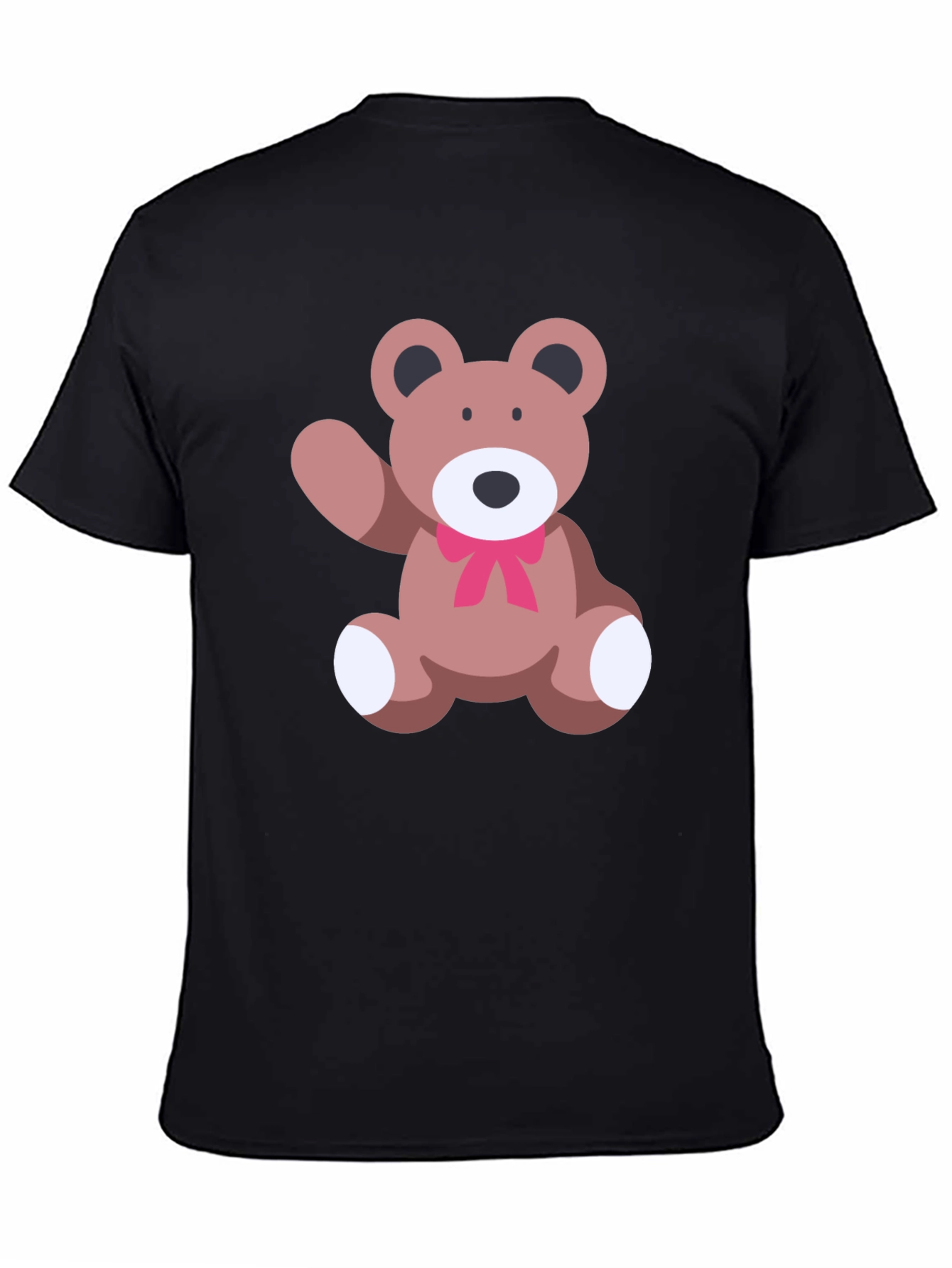 Cute Teddy Bear Graphic Black T-Shirt