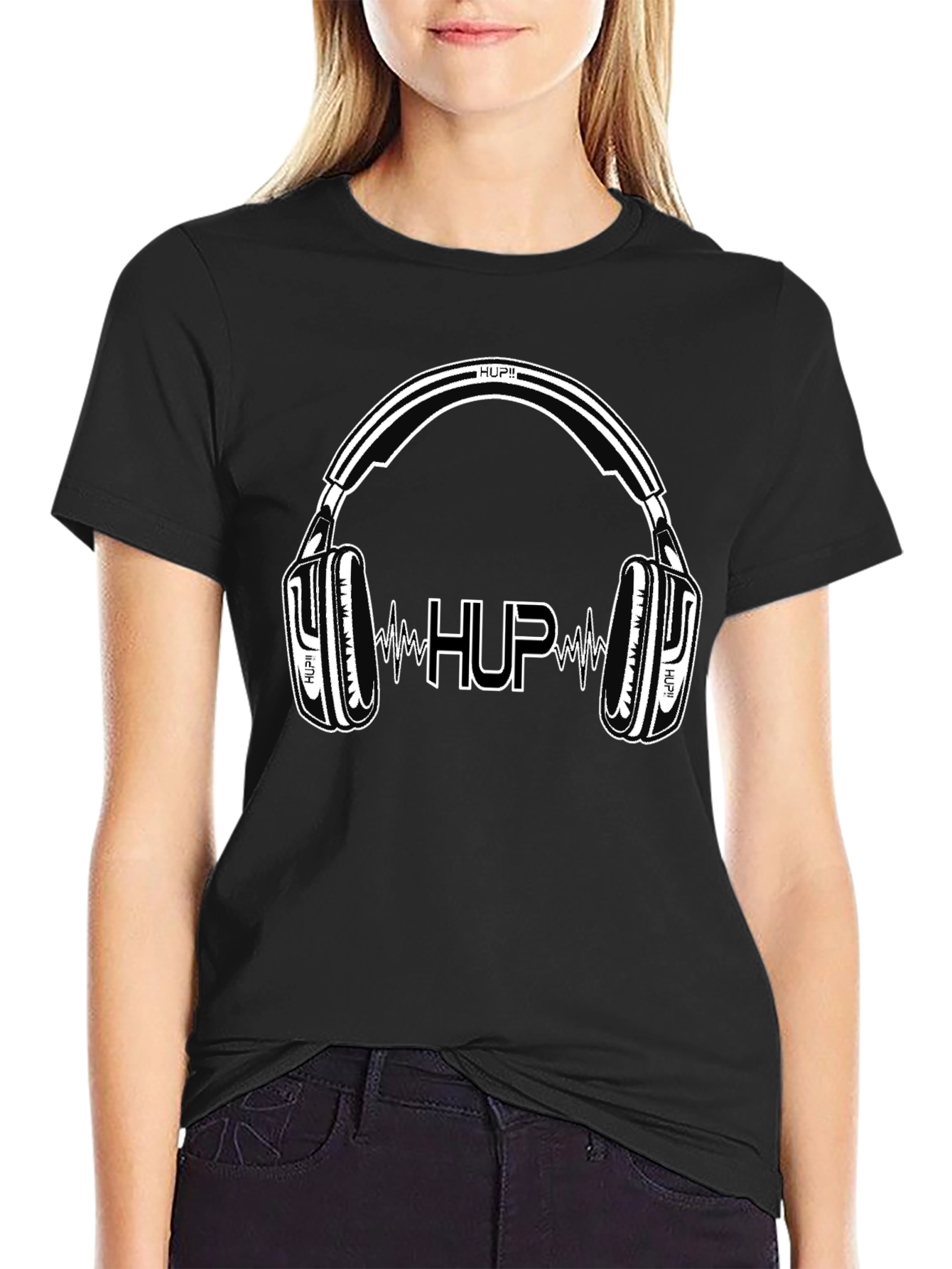 HUP Headphones Black Graphic T-Shirt