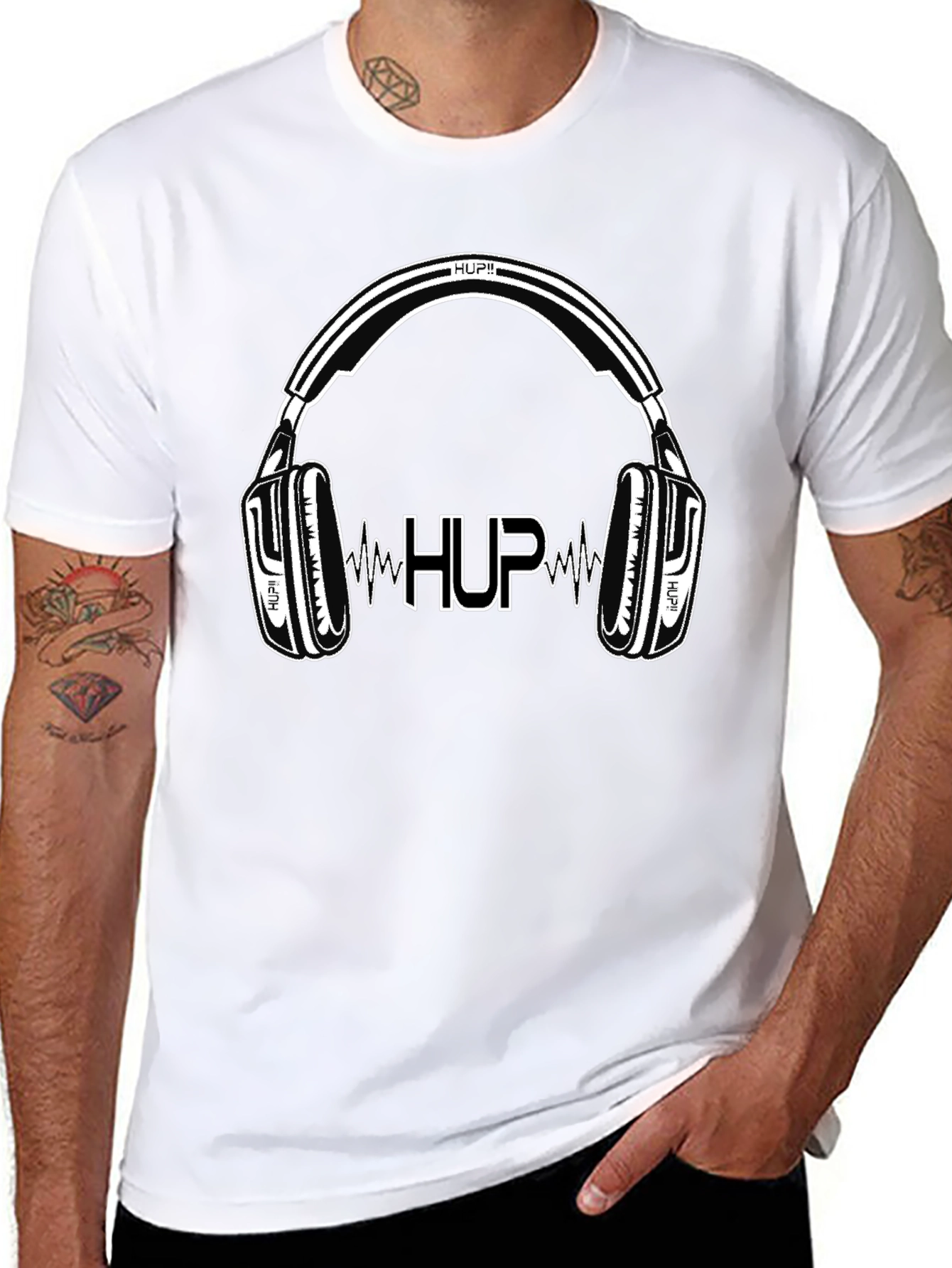 HUP Headphones Black Graphic T-Shirt