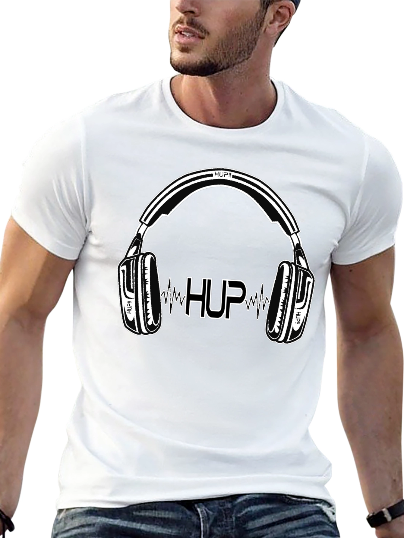 HUP Headphones Black Graphic T-Shirt
