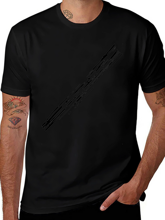 Mens Black Crew Neck Graphic T-Shirt