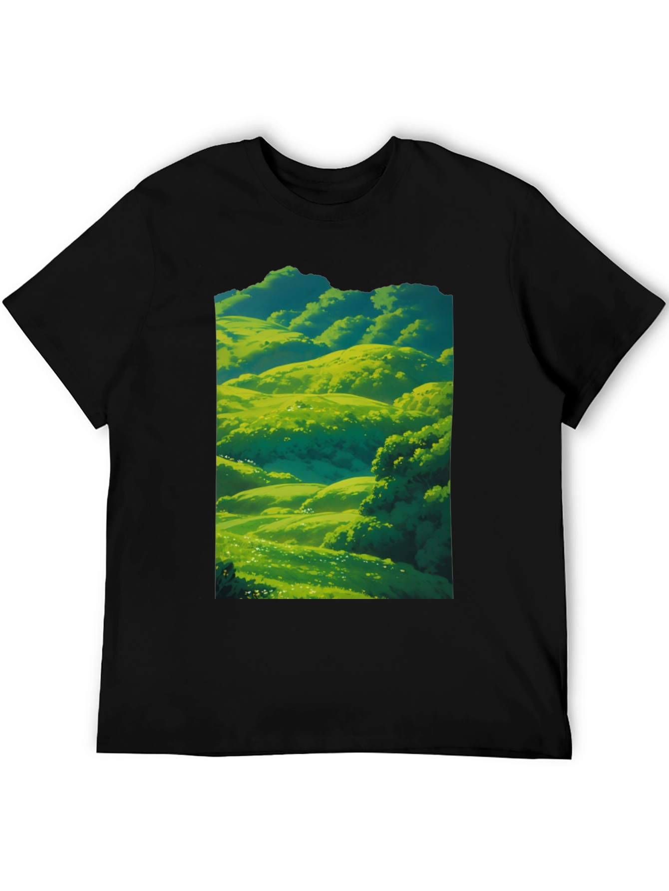 Green Meadow Landscape Graphic T-Shirt