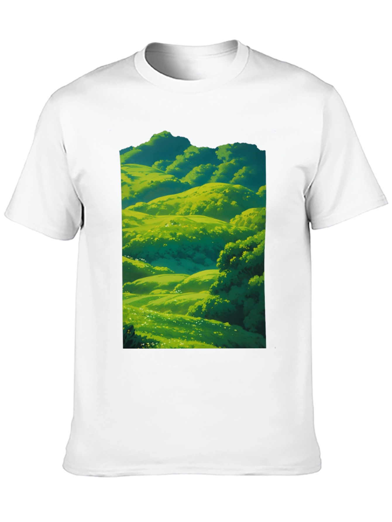 Green Meadow Landscape Graphic T-Shirt