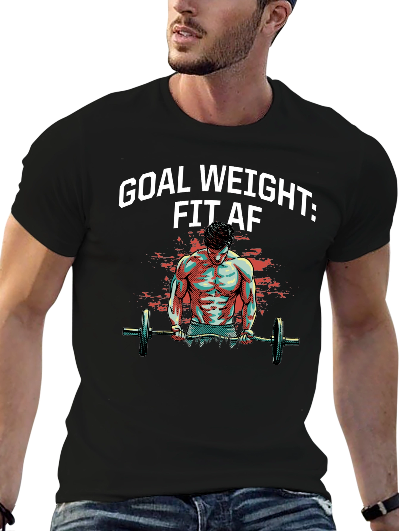 Goal Weight: Fit AF T-Shirt - Black Gym Tee