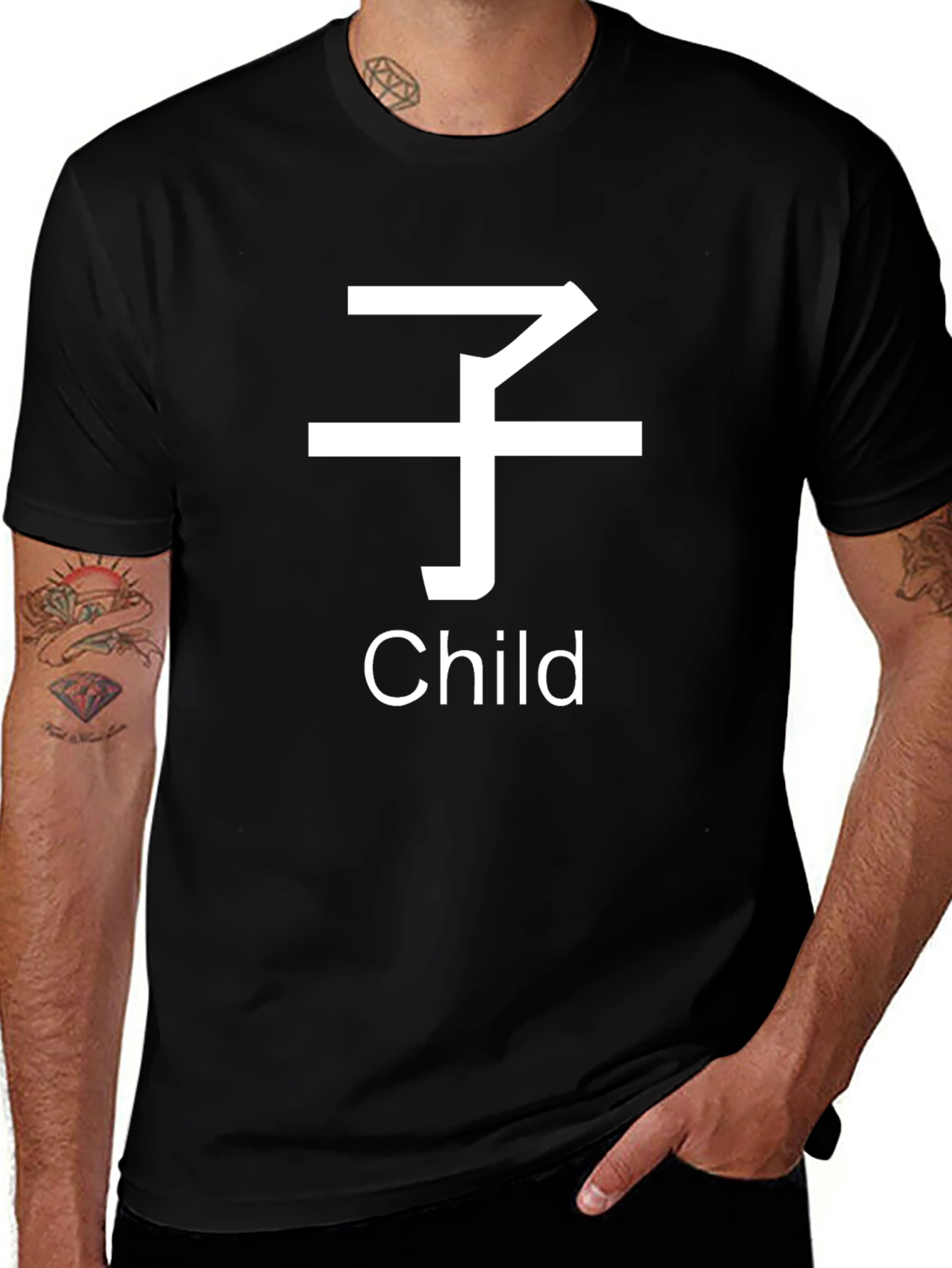 Black T-Shirt with Child Symbol & Word