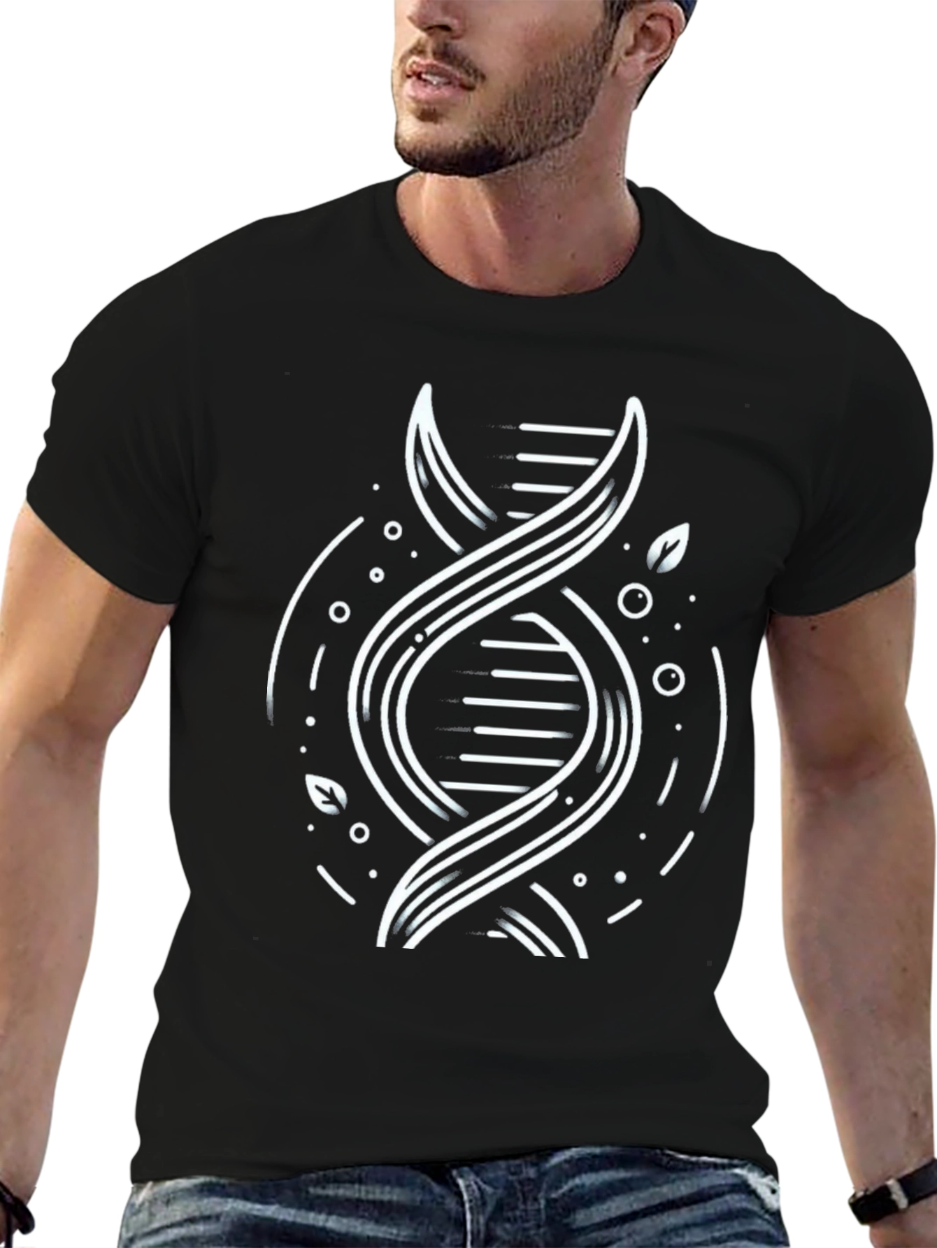 DNA Graphic Print Black T-Shirt