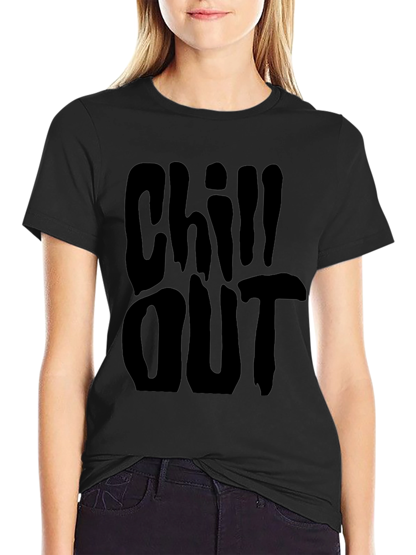 Chill Out Black T-Shirt Relaxed Casual Wear