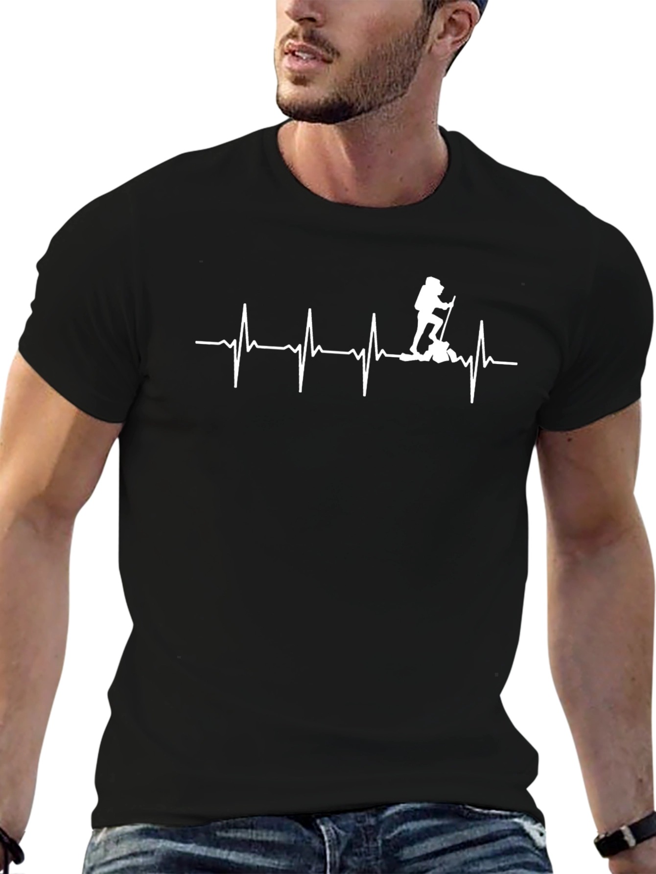 Hiking Heartbeat Graphic Tee - Black