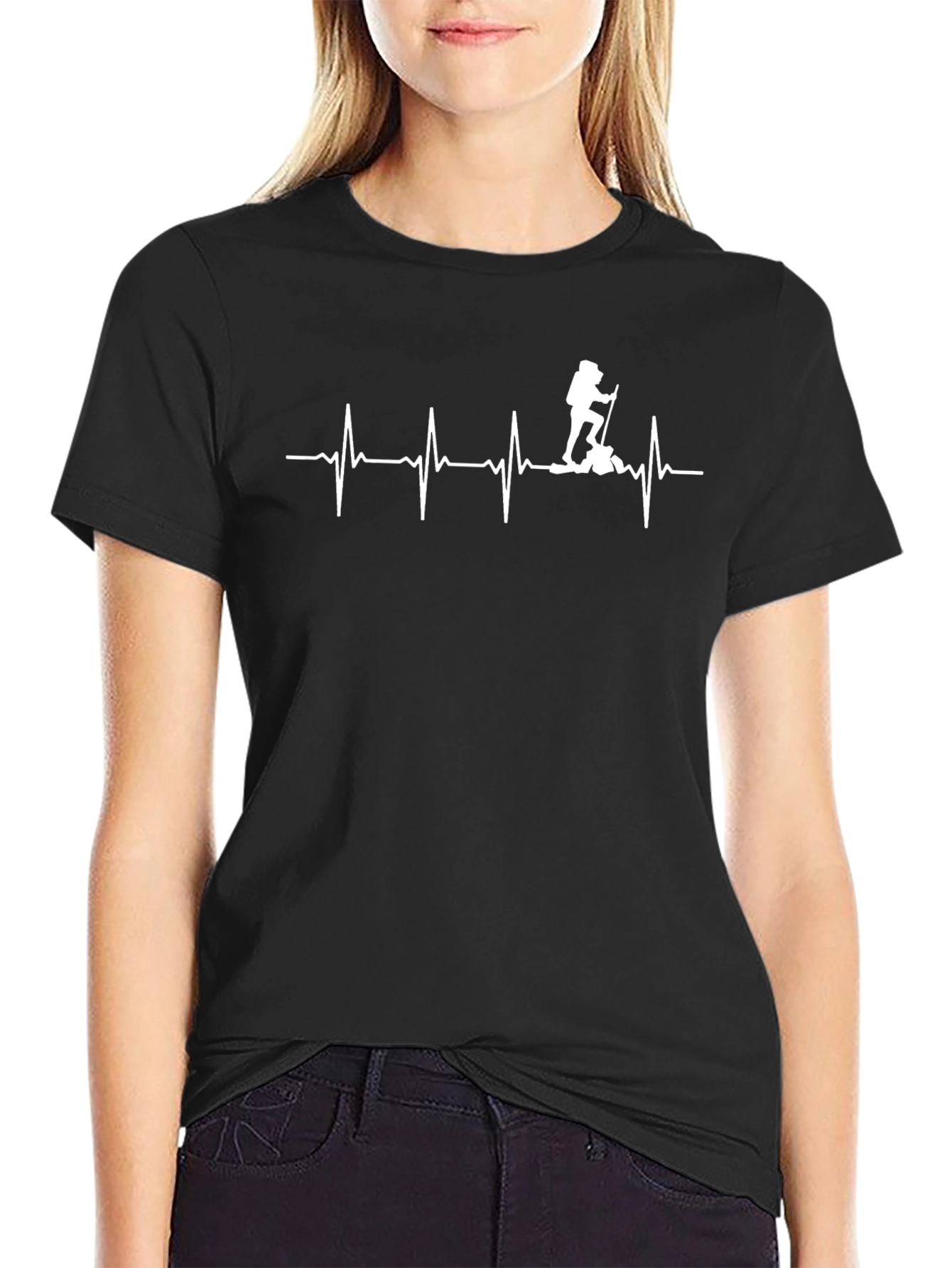 Hiking Heartbeat Graphic Tee - Black