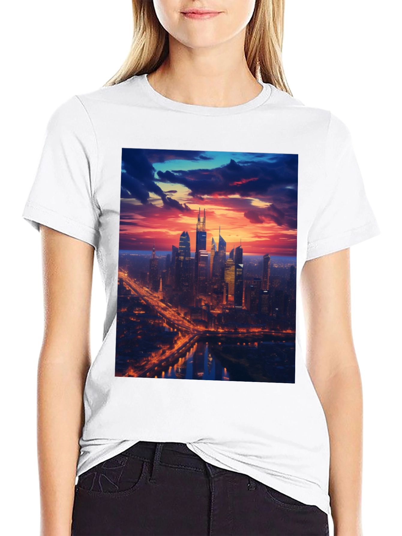 Cityscape Sunset Graphic Tee