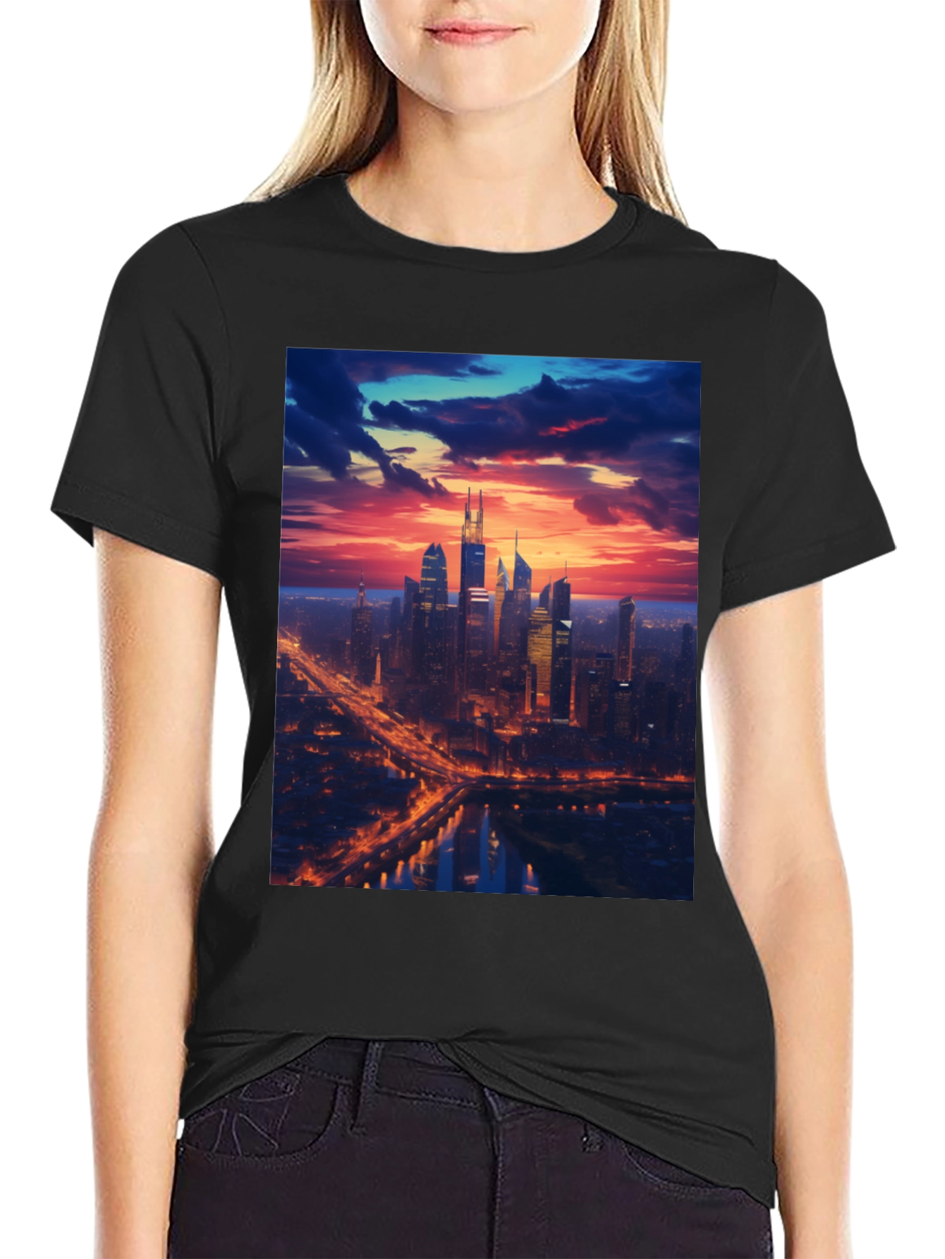 Cityscape Sunset Graphic Tee