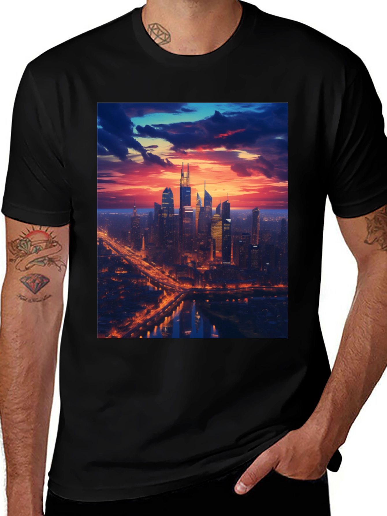 Cityscape Sunset Graphic Tee