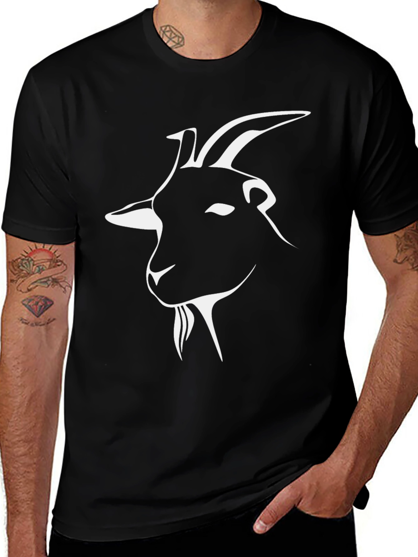 Goat Head Graphic T-Shirt - Black