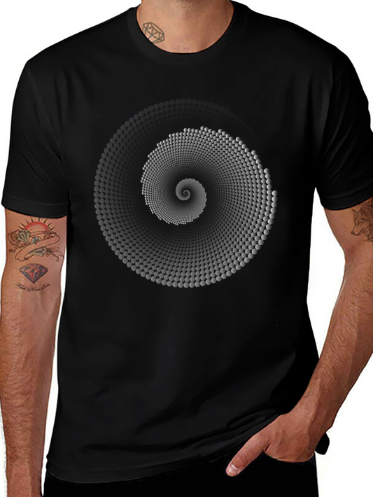 Abstract Spiral Graphic Black T-Shirt