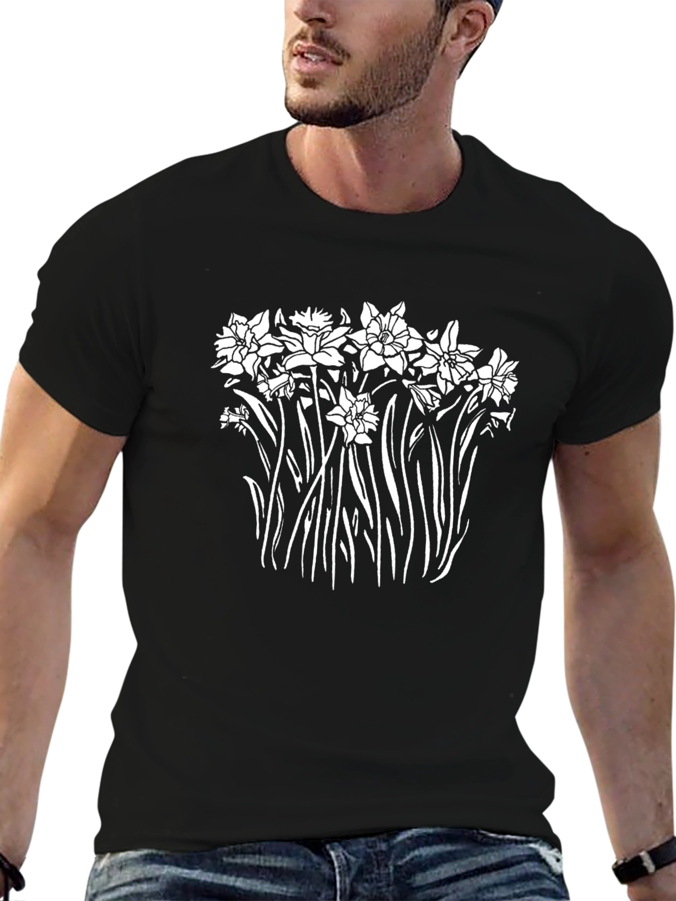 Floral Print Black T-Shirt