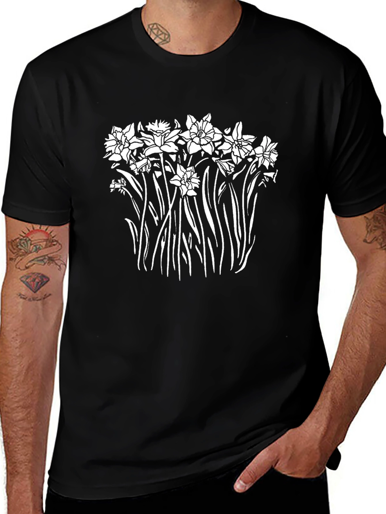 Floral Print Black T-Shirt
