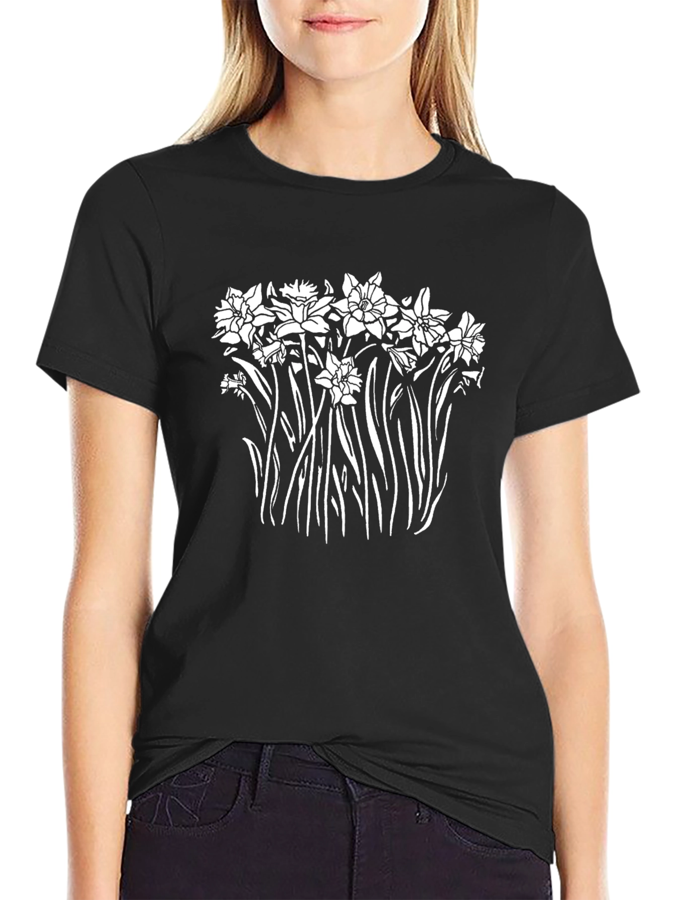 Floral Print Black T-Shirt