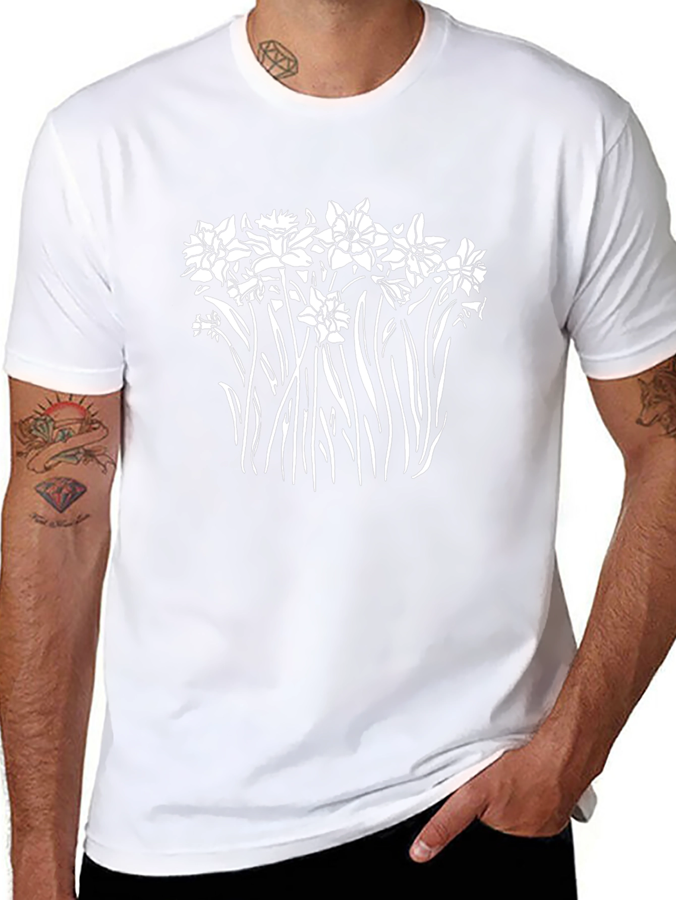 Floral Print Black T-Shirt