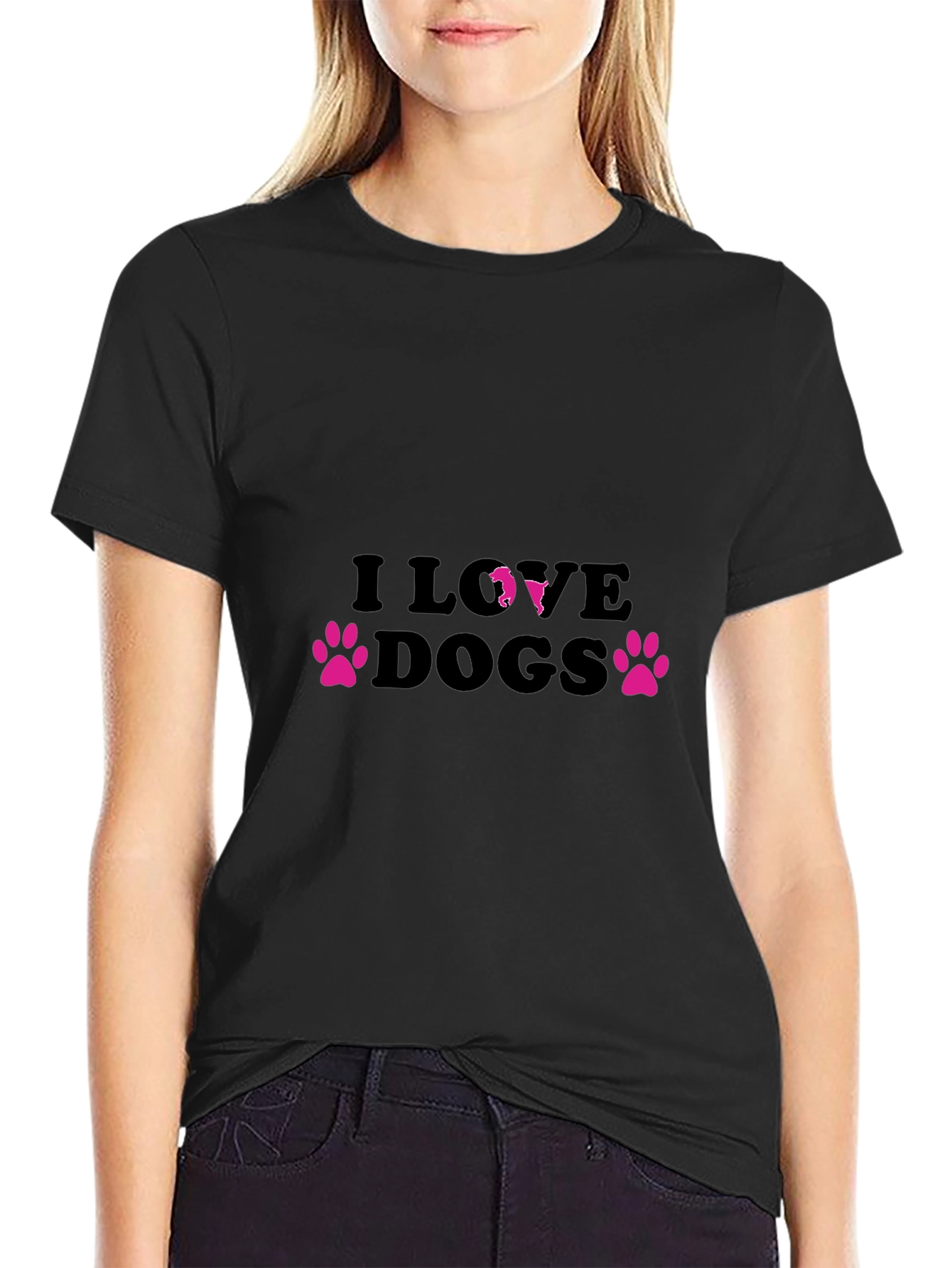 I Love Dogs Black Tee