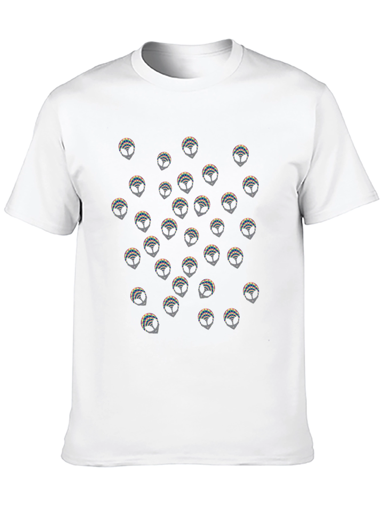 Alien Head Pattern Black T-Shirt