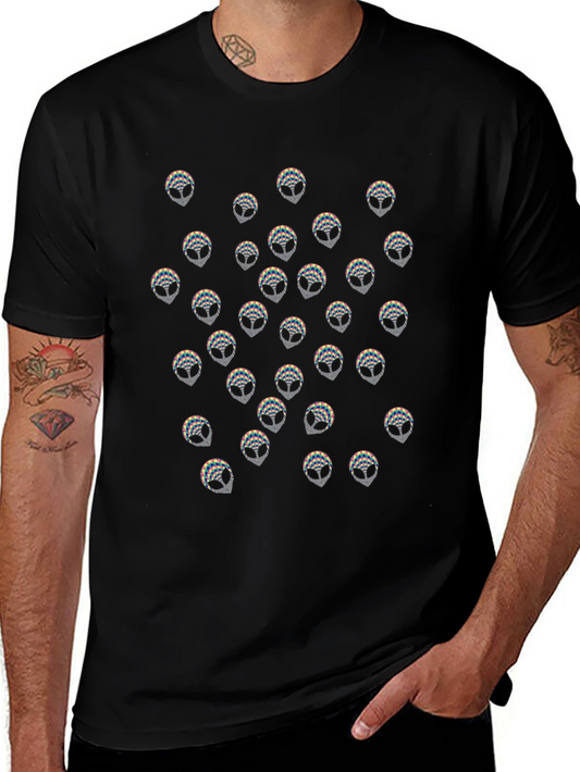 Alien Head Pattern Black T-Shirt