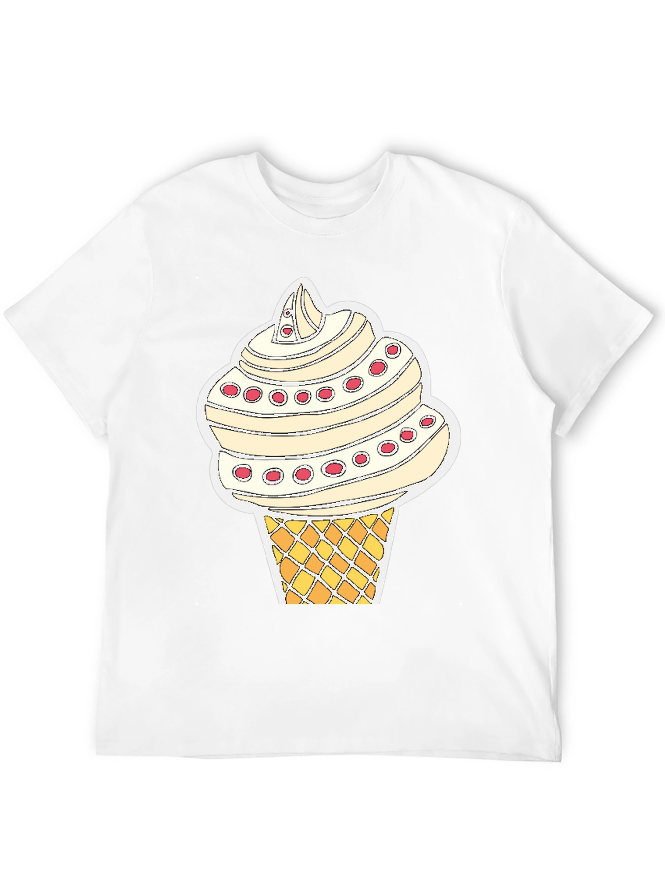 Ice Cream Cone Graphic Tee - Black Cotton T-Shirt
