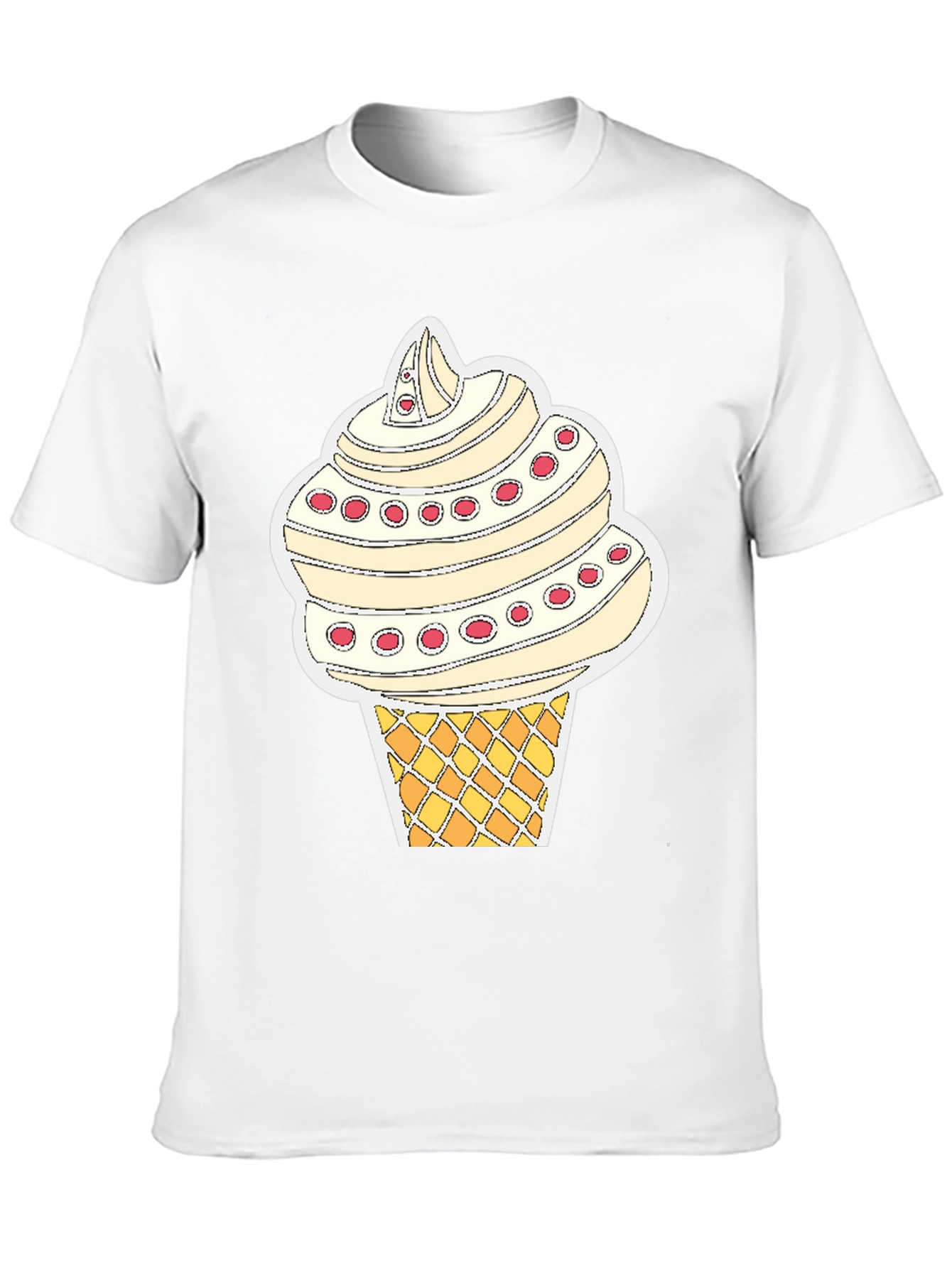 Ice Cream Cone Graphic Tee - Black Cotton T-Shirt