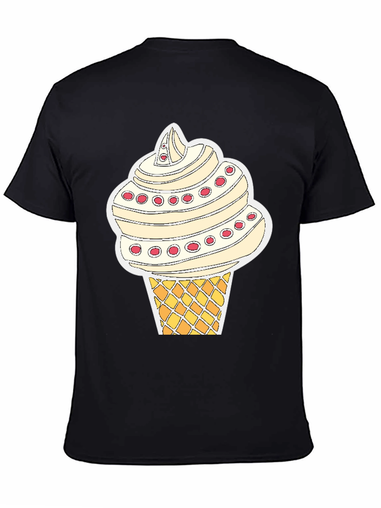 Ice Cream Cone Graphic Tee - Black Cotton T-Shirt