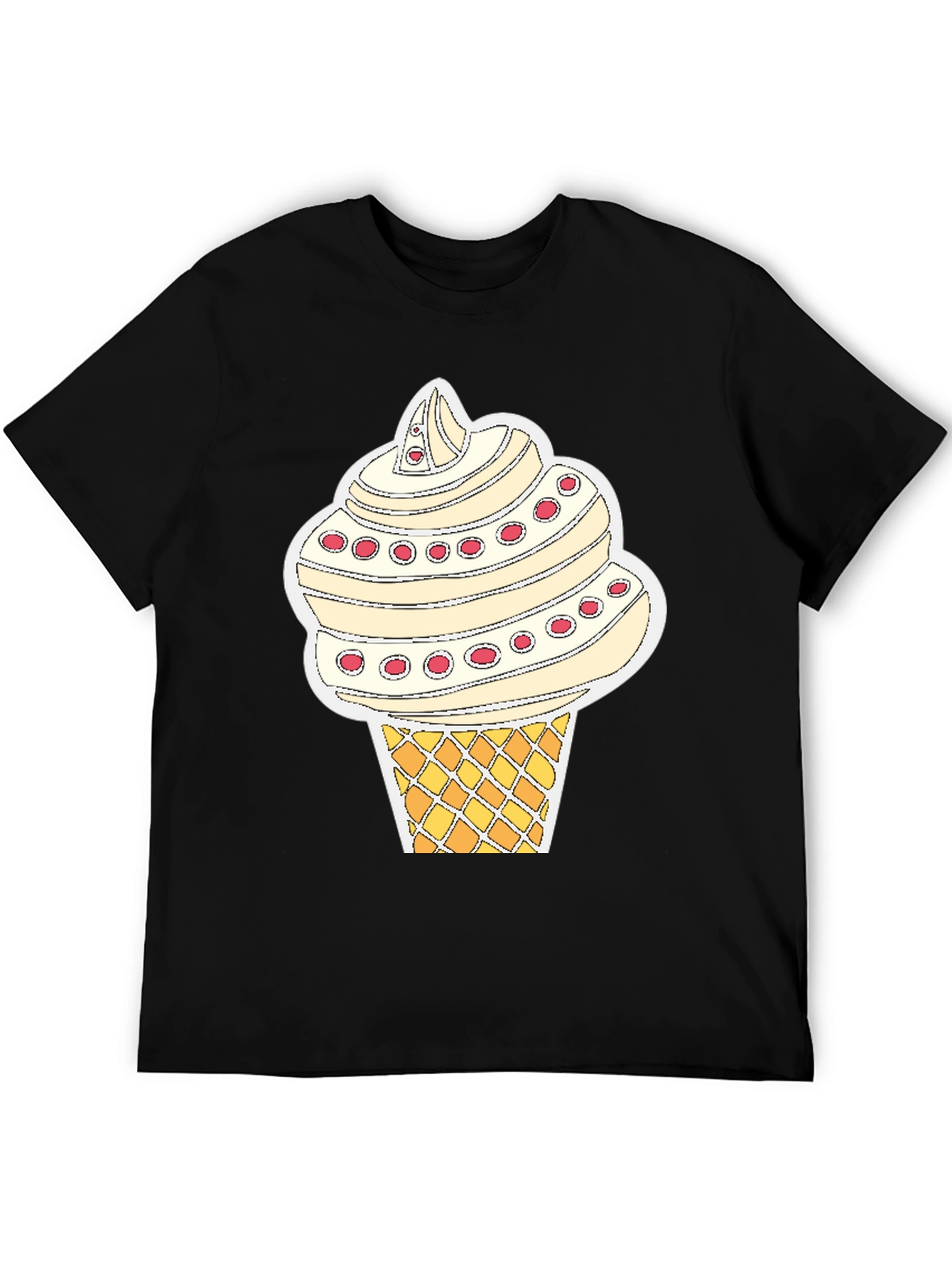 Ice Cream Cone Graphic Tee - Black Cotton T-Shirt