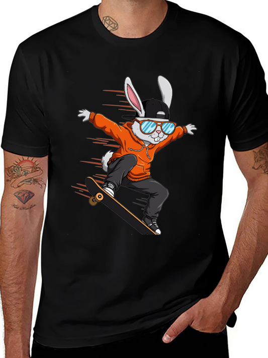 Cool Rabbit Skateboarder Graphic T-Shirt