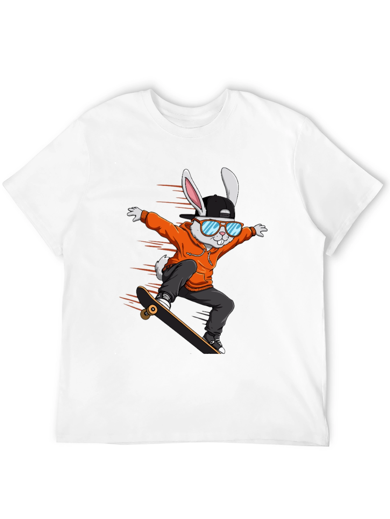 Cool Rabbit Skateboarder Graphic T-Shirt