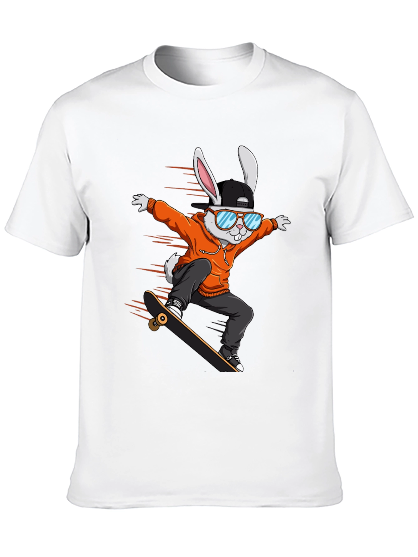 Cool Rabbit Skateboarder Graphic T-Shirt